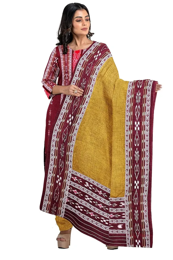 Multicolor_Pure_Cotton_Sambalpuri_Handloom_Dress_Material_With_Dupatta_Bottom_Wear_3_Piece_Set