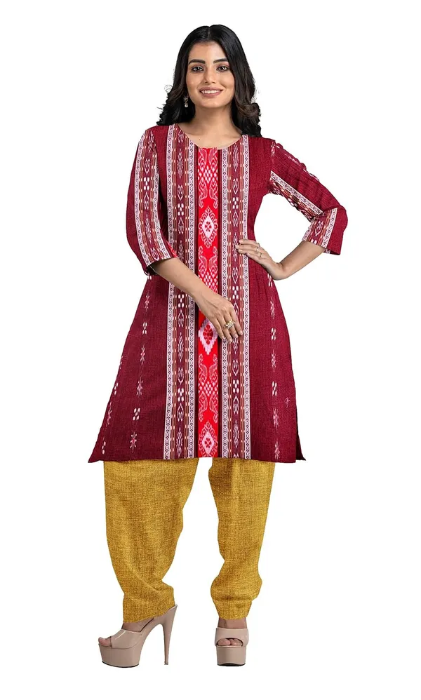 Multicolor_Pure_Cotton_Sambalpuri_Handloom_Dress_Material_With_Dupatta_Bottom_Wear_3_Piece_Set
