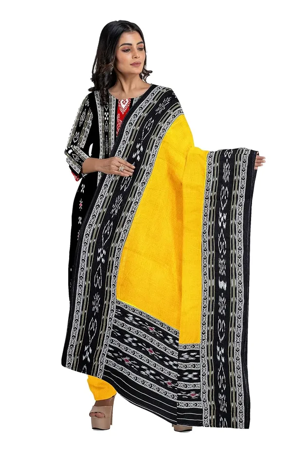 Multicolor_Pure_Cotton_Sambalpuri_Handloom_Dress_Material_With_Dupatta_Bottom_Wear_3_Piece_Set