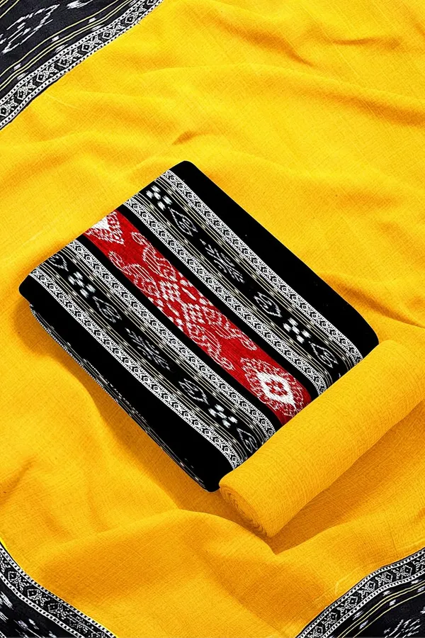 Multicolor_Pure_Cotton_Sambalpuri_Handloom_Dress_Material_With_Dupatta_Bottom_Wear_3_Piece_Set
