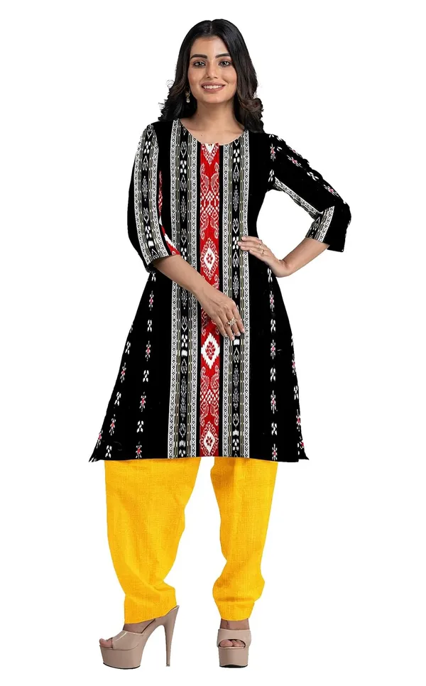 Multicolor_Pure_Cotton_Sambalpuri_Handloom_Dress_Material_With_Dupatta_Bottom_Wear_3_Piece_Set
