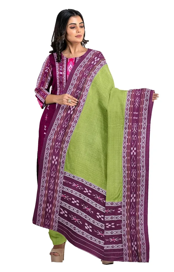 Multicolor_Pure_Cotton_Sambalpuri_Handloom_Dress_Material_With_Dupatta_Bottom_Wear_3_Piece_Set