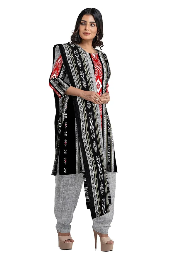 Multicolor_Pure_Cotton_Sambalpuri_Handloom_Dress_Material_With_Dupatta_Bottom_Wear_3_Piece_Set