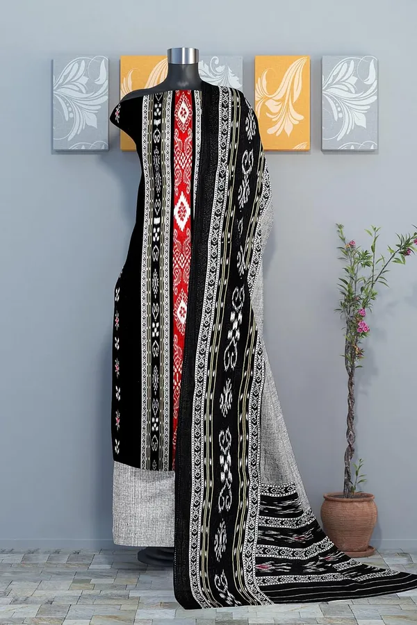 Multicolor_Pure_Cotton_Sambalpuri_Handloom_Dress_Material_With_Dupatta_Bottom_Wear_3_Piece_Set