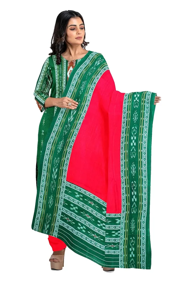 Multicolor_Pure_Cotton_Sambalpuri_Handloom_Dress_Material_With_Dupatta_Bottom_Wear_3_Piece_Set
