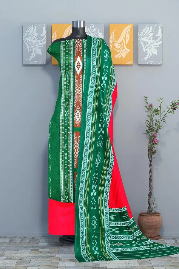 Multicolor_Pure_Cotton_Sambalpuri_Handloom_Dress_Material_With_Dupatta_Bottom_Wear_3_Piece_Set