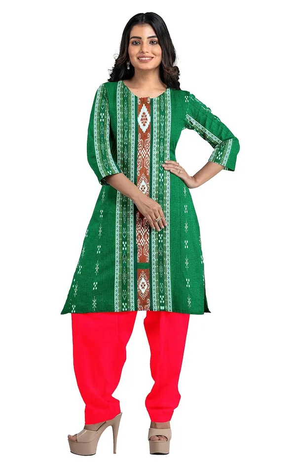Multicolor_Pure_Cotton_Sambalpuri_Handloom_Dress_Material_With_Dupatta_Bottom_Wear_3_Piece_Set