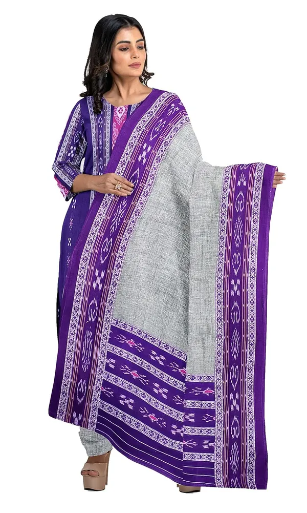 Multicolor_Pure_Cotton_Sambalpuri_Handloom_Dress_Material_With_Dupatta_Bottom_Wear_3_Piece_Set