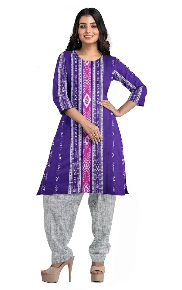 Multicolor_Pure_Cotton_Sambalpuri_Handloom_Dress_Material_With_Dupatta_Bottom_Wear_3_Piece_Set