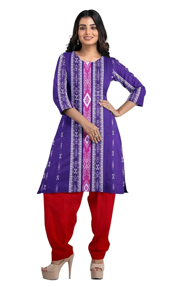 Multicolor_Pure_Cotton_Sambalpuri_Handloom_Dress_Material_With_Dupatta_Bottom_Wear_3_Piece_Set