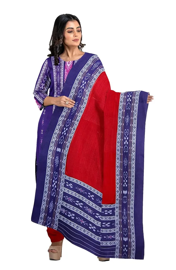 Multicolor_Pure_Cotton_Sambalpuri_Handloom_Dress_Material_With_Dupatta_Bottom_Wear_3_Piece_Set