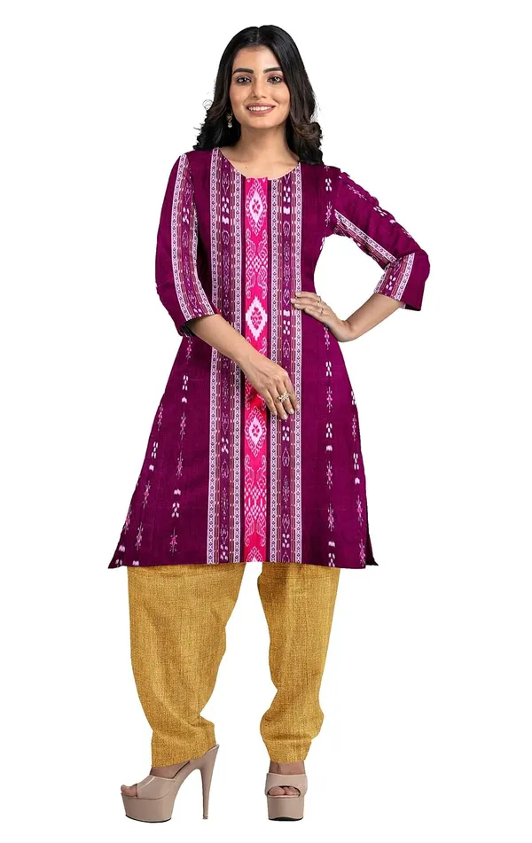 Multicolor_Pure_Cotton_Sambalpuri_Handloom_Dress_Material_With_Dupatta_Bottom_Wear_3_Piece_Set