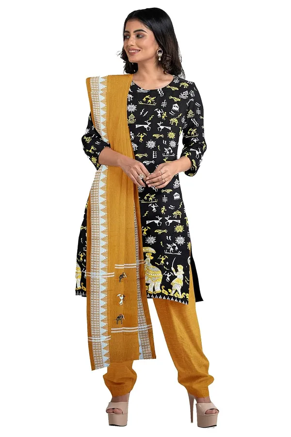 Multicolor_Pure_Cotton_Sambalpuri_Handloom_Dress_Material_With_Dupatta_Bottom_Wear_3_Piece_Set