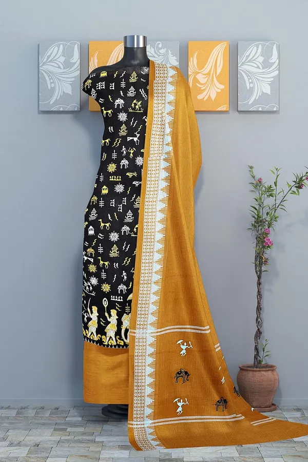 Multicolor_Pure_Cotton_Sambalpuri_Handloom_Dress_Material_With_Dupatta_Bottom_Wear_3_Piece_Set