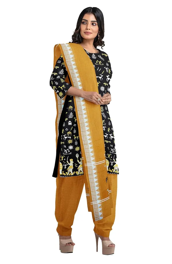 Multicolor_Pure_Cotton_Sambalpuri_Handloom_Dress_Material_With_Dupatta_Bottom_Wear_3_Piece_Set