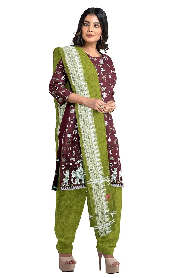 Multicolor_Pure_Cotton_Sambalpuri_Handloom_Dress_Material_With_Dupatta_Bottom_Wear_3_Piece_Set