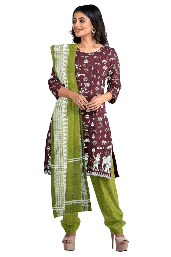 Multicolor_Pure_Cotton_Sambalpuri_Handloom_Dress_Material_With_Dupatta_Bottom_Wear_3_Piece_Set