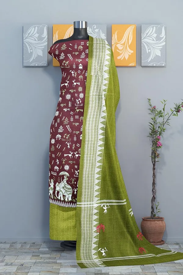 Multicolor_Pure_Cotton_Sambalpuri_Handloom_Dress_Material_With_Dupatta_Bottom_Wear_3_Piece_Set