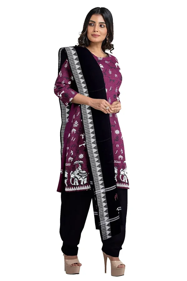 Multicolor_Pure_Cotton_Sambalpuri_Handloom_Dress_Material_With_Dupatta_Bottom_Wear_3_Piece_Set