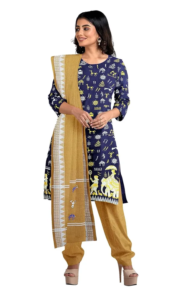 Multicolor_Pure_Cotton_Sambalpuri_Handloom_Dress_Material_With_Dupatta_Bottom_Wear_3_Piece_Set