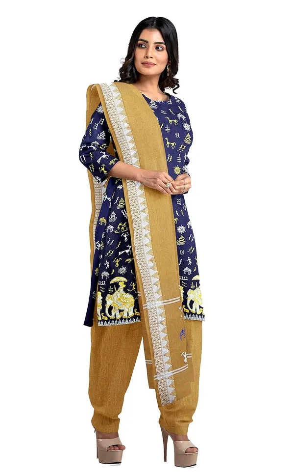 Multicolor_Pure_Cotton_Sambalpuri_Handloom_Dress_Material_With_Dupatta_Bottom_Wear_3_Piece_Set