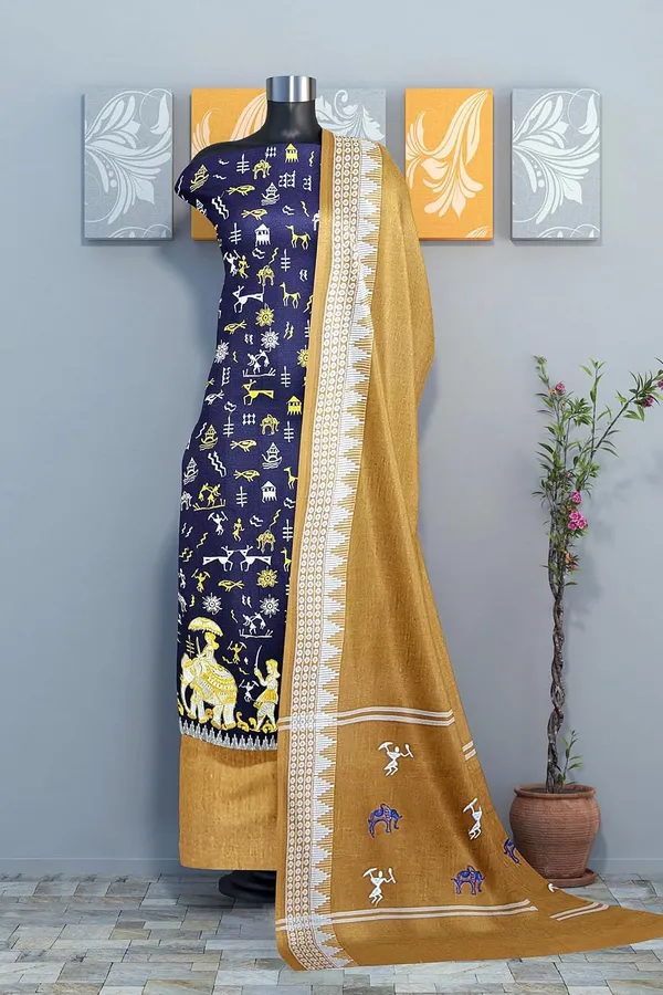 Multicolor_Pure_Cotton_Sambalpuri_Handloom_Dress_Material_With_Dupatta_Bottom_Wear_3_Piece_Set