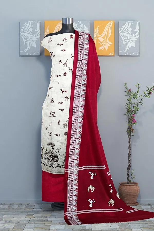 Multicolor_Pure_Cotton_Sambalpuri_Handloom_Dress_Material_With_Dupatta_Bottom_Wear_3_Piece_Set