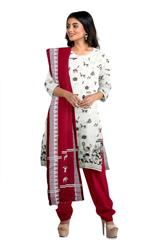 Multicolor_Pure_Cotton_Sambalpuri_Handloom_Dress_Material_With_Dupatta_Bottom_Wear_3_Piece_Set
