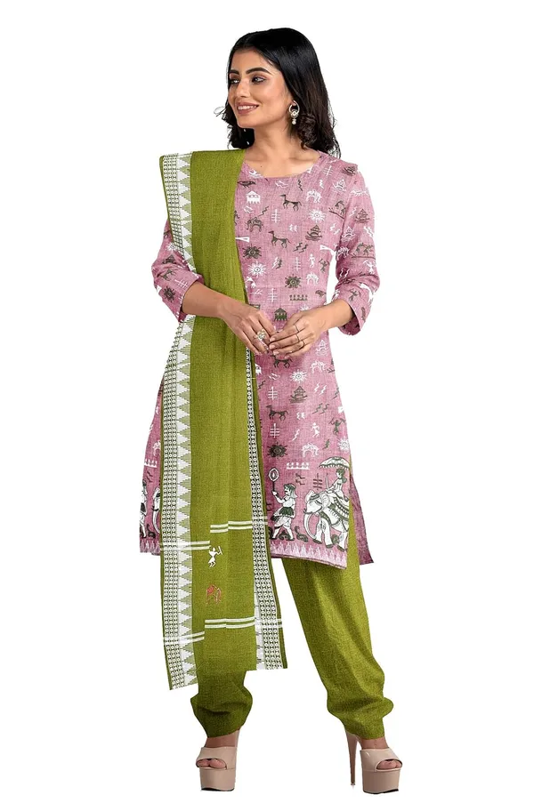 Multicolor_Pure_Cotton_Sambalpuri_Handloom_Dress_Material_With_Dupatta_Bottom_Wear_3_Piece_Set