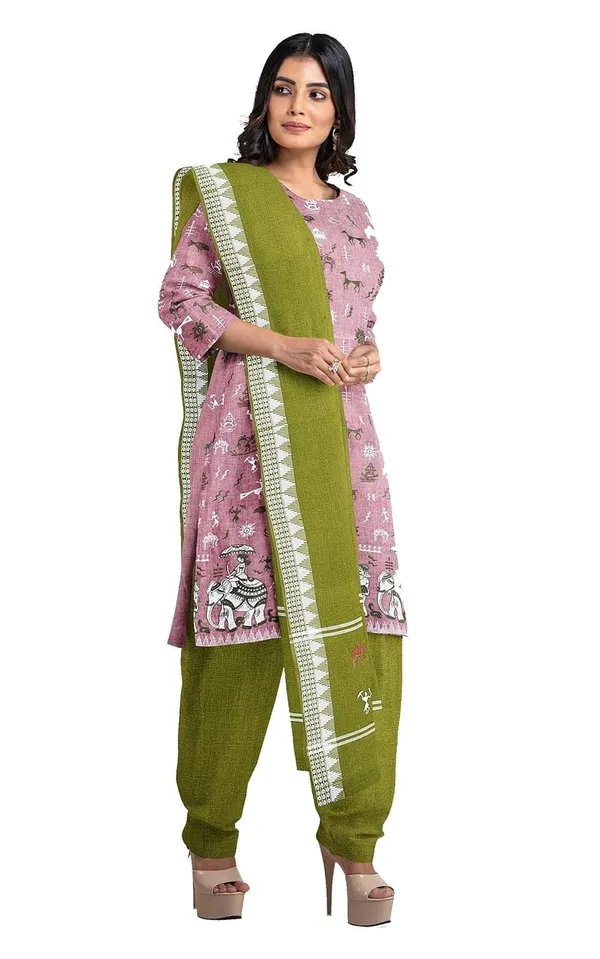 Multicolor_Pure_Cotton_Sambalpuri_Handloom_Dress_Material_With_Dupatta_Bottom_Wear_3_Piece_Set