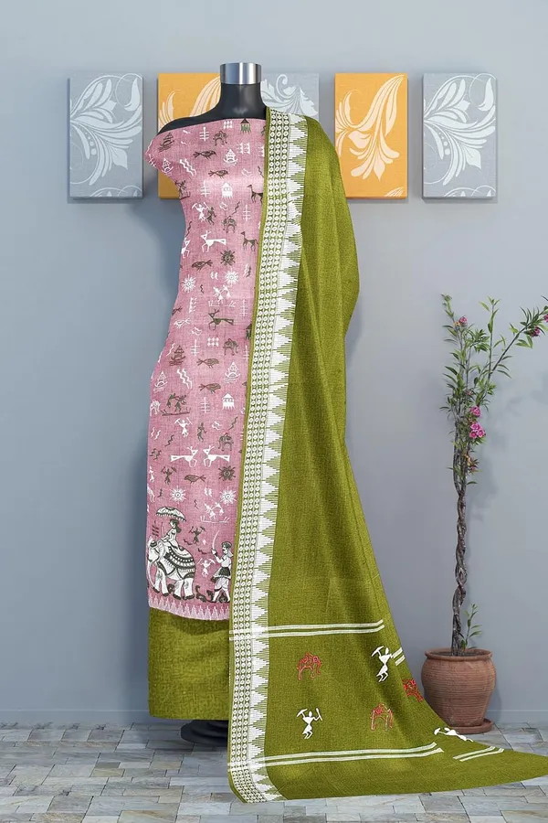 Multicolor_Pure_Cotton_Sambalpuri_Handloom_Dress_Material_With_Dupatta_Bottom_Wear_3_Piece_Set