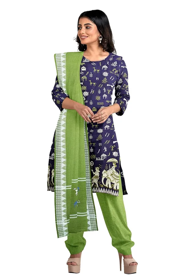 Multicolor_Pure_Cotton_Sambalpuri_Handloom_Dress_Material_With_Dupatta_Bottom_Wear_3_Piece_Set