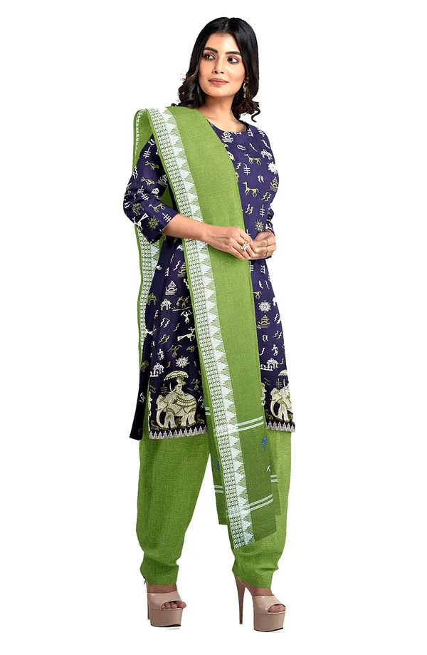 Multicolor_Pure_Cotton_Sambalpuri_Handloom_Dress_Material_With_Dupatta_Bottom_Wear_3_Piece_Set