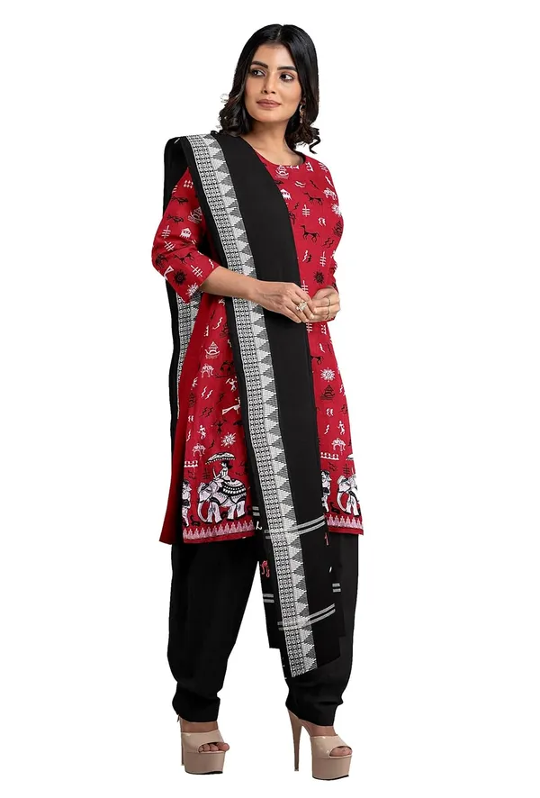 Multicolor_Pure_Cotton_Sambalpuri_Handloom_Dress_Material_With_Dupatta_Bottom_Wear_3_Piece_Set