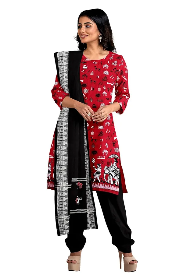 Multicolor_Pure_Cotton_Sambalpuri_Handloom_Dress_Material_With_Dupatta_Bottom_Wear_3_Piece_Set