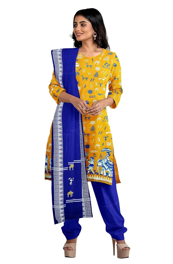 Multicolor_Pure_Cotton_Sambalpuri_Handloom_Dress_Material_With_Dupatta_Bottom_Wear_3_Piece_Set