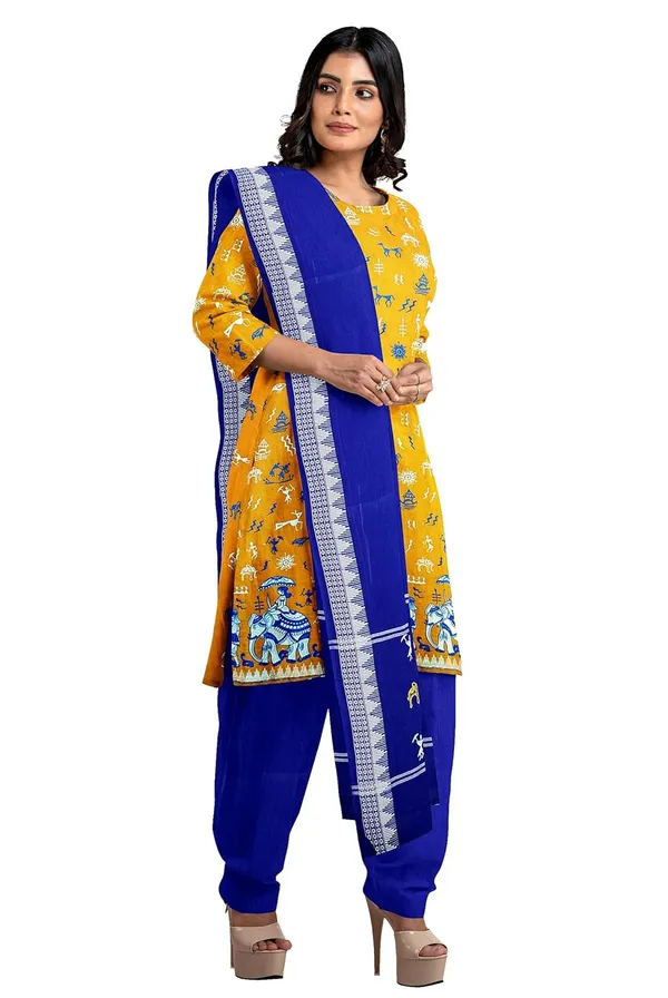 Multicolor_Pure_Cotton_Sambalpuri_Handloom_Dress_Material_With_Dupatta_Bottom_Wear_3_Piece_Set