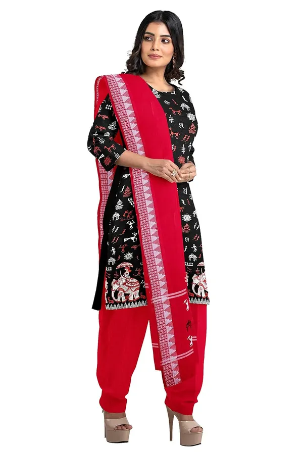 Multicolor_Pure_Cotton_Sambalpuri_Handloom_Dress_Material_With_Dupatta_Bottom_Wear_3_Piece_Set
