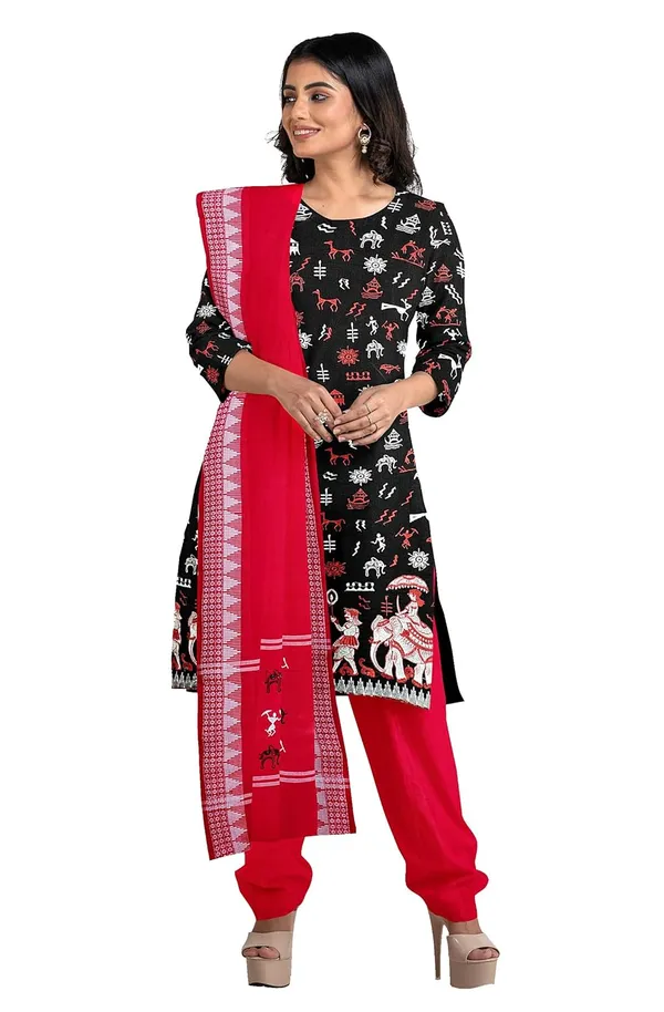 Multicolor_Pure_Cotton_Sambalpuri_Handloom_Dress_Material_With_Dupatta_Bottom_Wear_3_Piece_Set