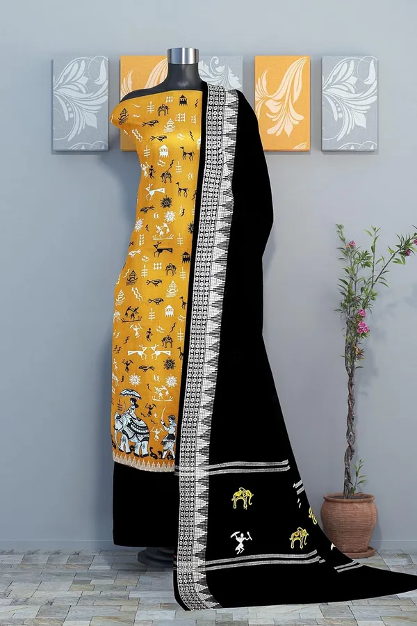 Multicolor_Pure_Cotton_Sambalpuri_Handloom_Dress_Material_With_Dupatta_Bottom_Wear_3_Piece_Set