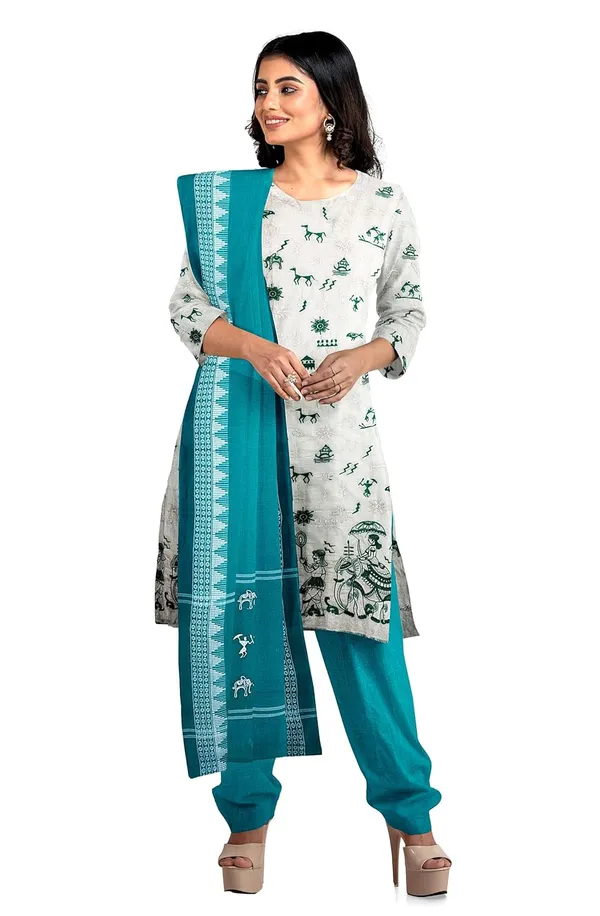 Multicolor_Pure_Cotton_Sambalpuri_Handloom_Dress_Material_With_Dupatta_Bottom_Wear_3_Piece_Set