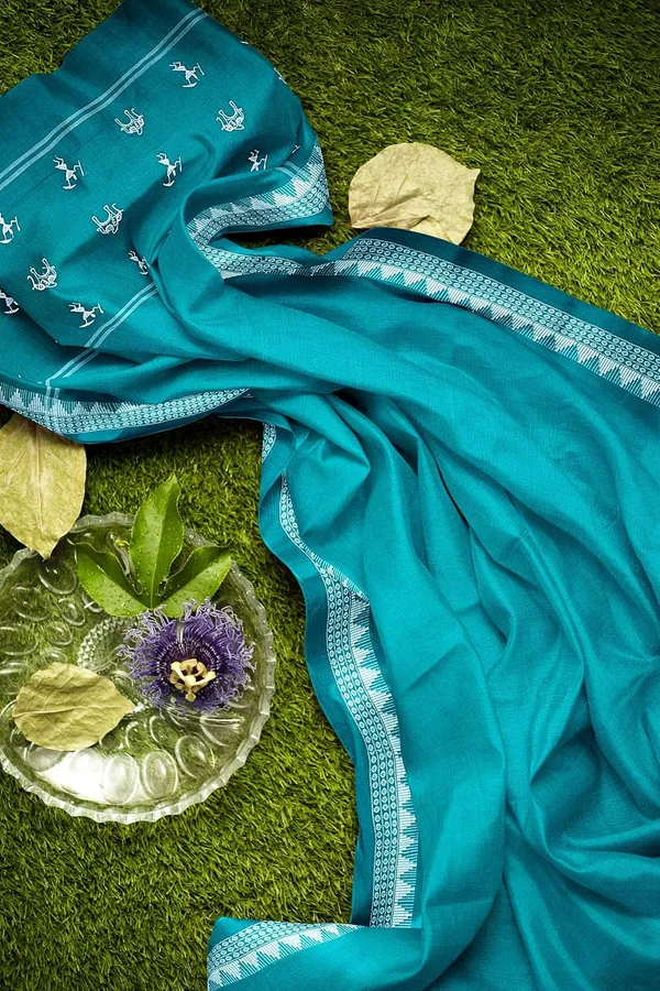 Multicolor_Pure_Cotton_Sambalpuri_Handloom_Dress_Material_With_Dupatta_Bottom_Wear_3_Piece_Set