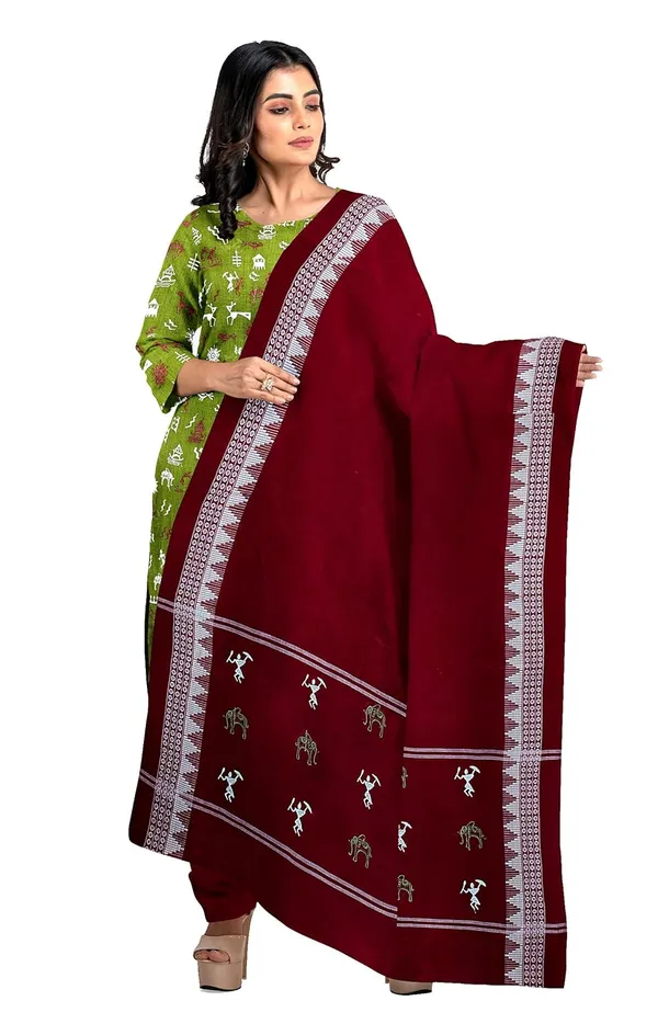Multicolor_Pure_Cotton_Sambalpuri_Handloom_Dress_Material_With_Dupatta_Bottom_Wear_3_Piece_Set