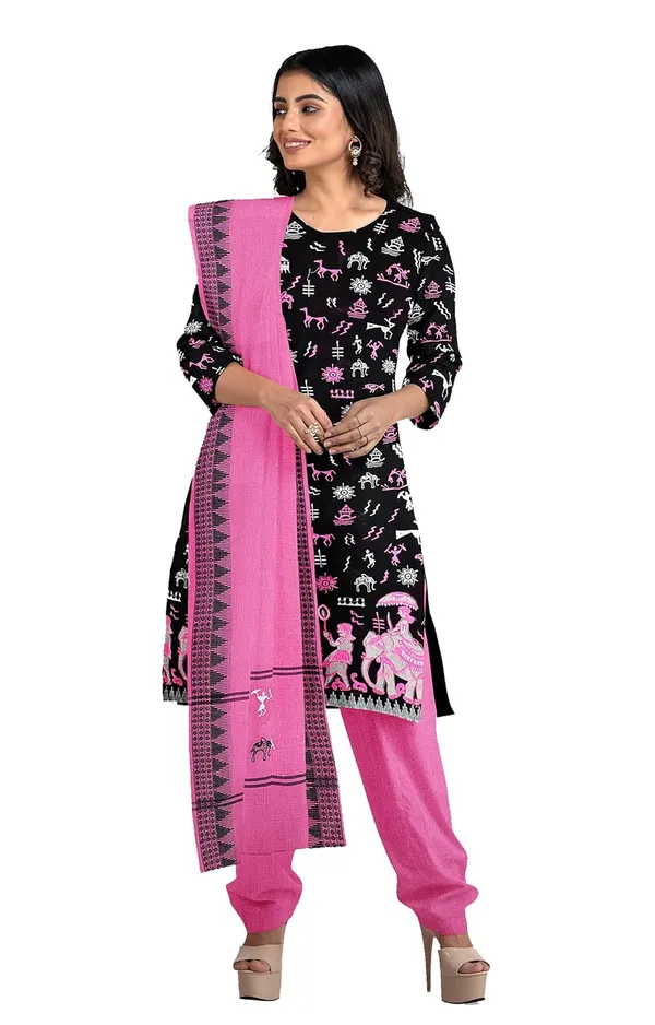 Multicolor_Pure_Cotton_Sambalpuri_Handloom_Dress_Material_With_Dupatta_Bottom_Wear_3_Piece_Set