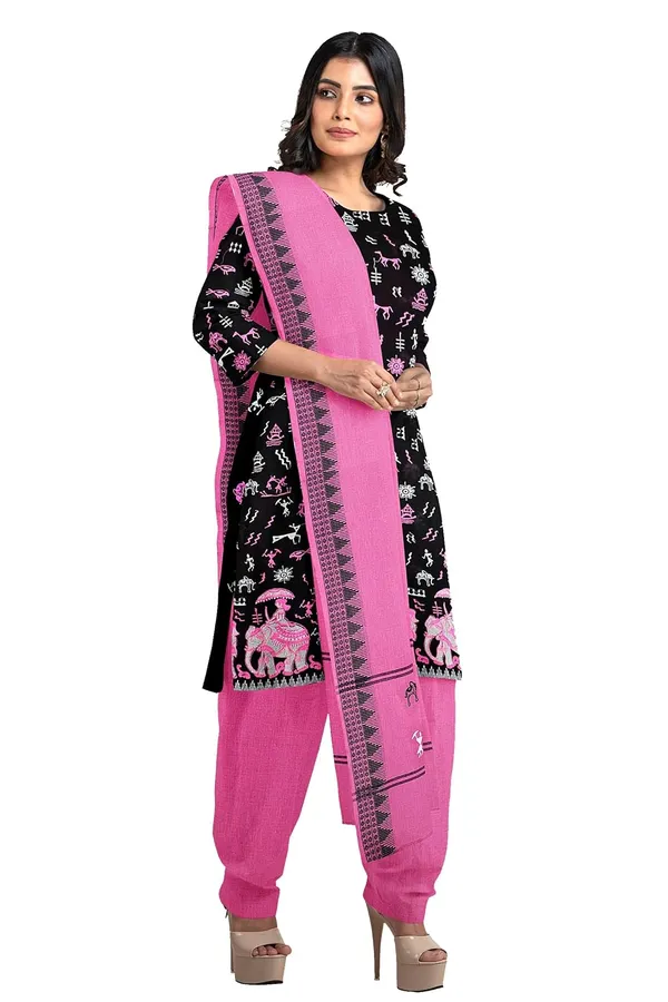 Multicolor_Pure_Cotton_Sambalpuri_Handloom_Dress_Material_With_Dupatta_Bottom_Wear_3_Piece_Set