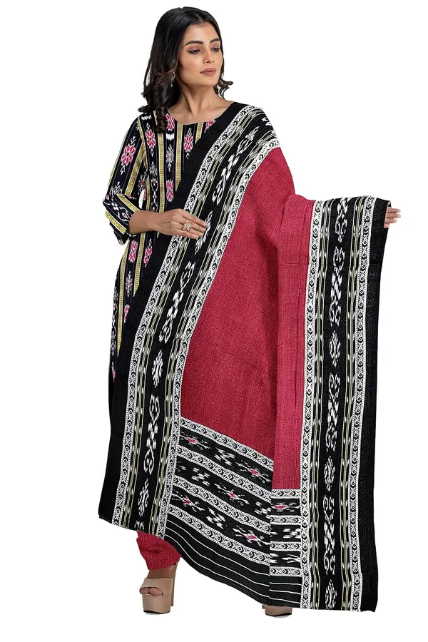 Multicolor_Pure_Cotton_Sambalpuri_Handloom_Dress_Material_With_Dupatta_Bottom_Wear_3_Piece_Set