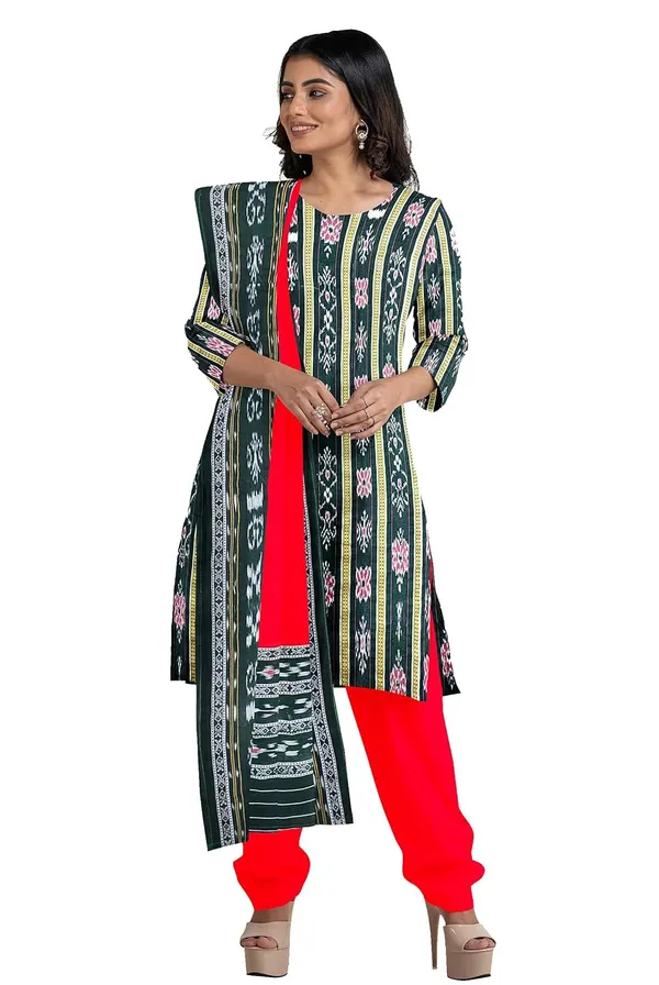Multicolor_Pure_Cotton_Sambalpuri_Handloom_Dress_Material_With_Dupatta_Bottom_Wear_3_Piece_Set
