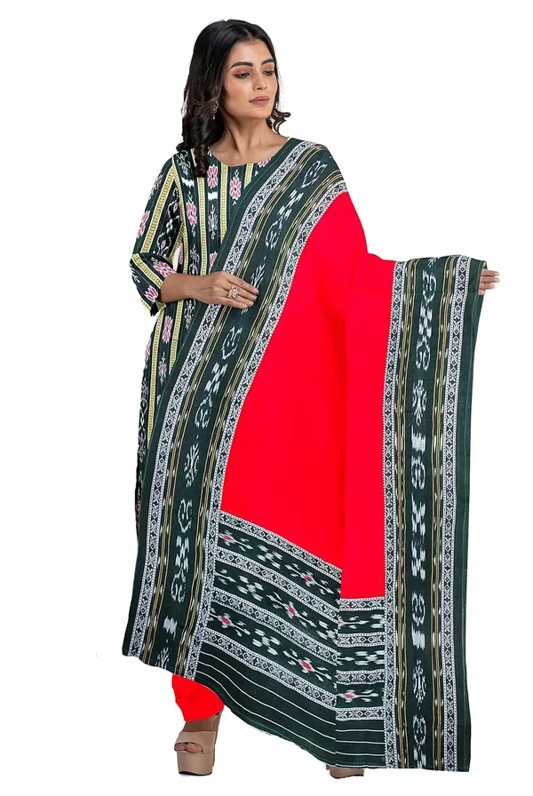 Multicolor_Pure_Cotton_Sambalpuri_Handloom_Dress_Material_With_Dupatta_Bottom_Wear_3_Piece_Set