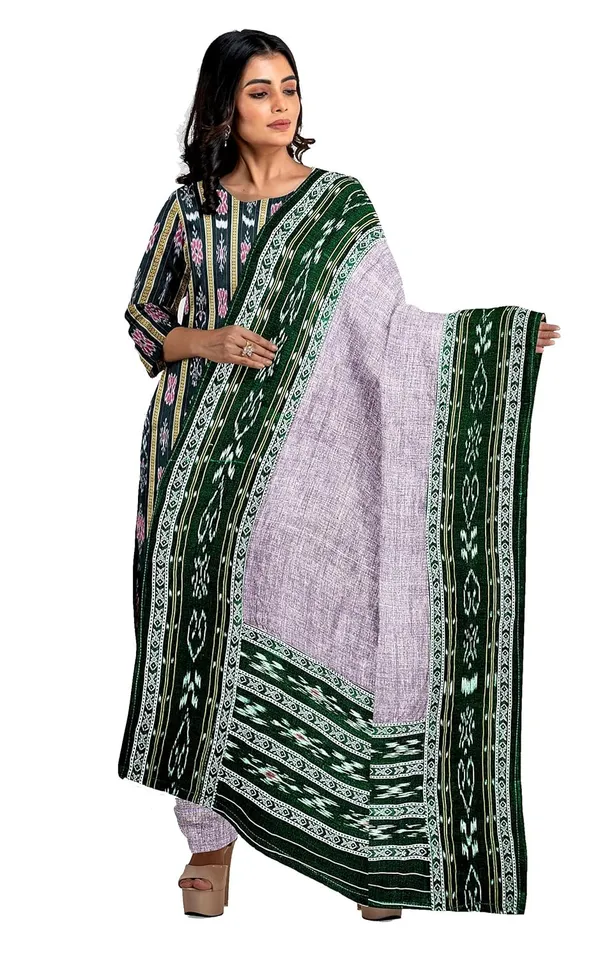 Multicolor_Pure_Cotton_Sambalpuri_Handloom_Dress_Material_With_Dupatta_Bottom_Wear_3_Piece_Set