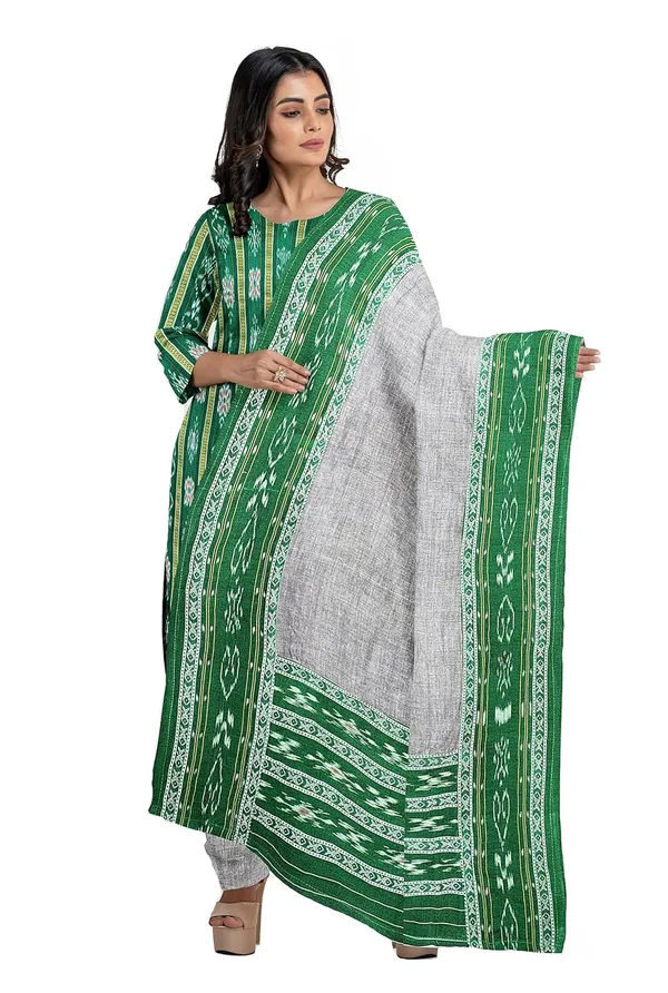 Multicolor_Pure_Cotton_Sambalpuri_Handloom_Dress_Material_With_Dupatta_Bottom_Wear_3_Piece_Set